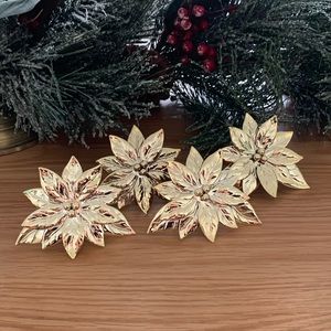Goldtone Poinsettia Napkin Rings